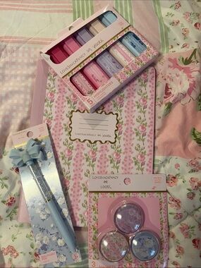 LoveShackFancy Pastel Pink & Blue Floral Stationery Set by Yoobi